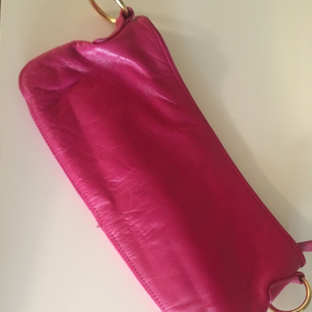 Hot Pink Faux Leather Clutch